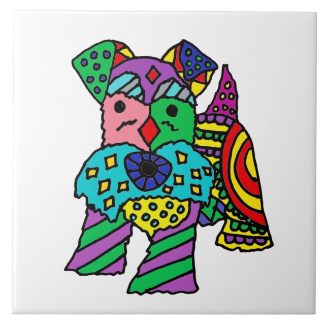 Carreau Funny Miniature Schnauzer Dog Art Abstrait (Devant)