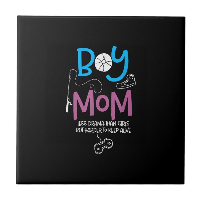 Carreau Funny Mom of Boys Proud Mom Good Mothers Day (Devant)