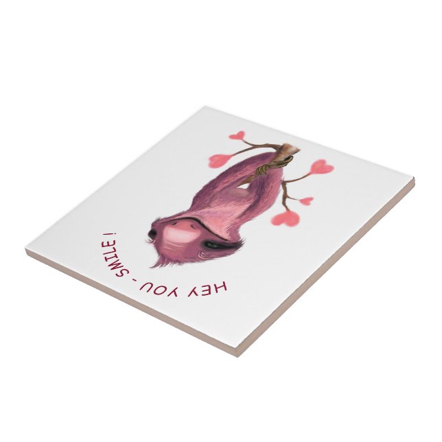 Carreau Funny Romantic Sloth Smile Ceramic Tile (Côté)