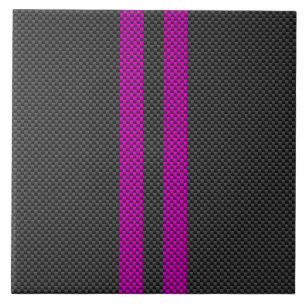 Carreau Fuschsia Pink Stripes en fibre de carbone