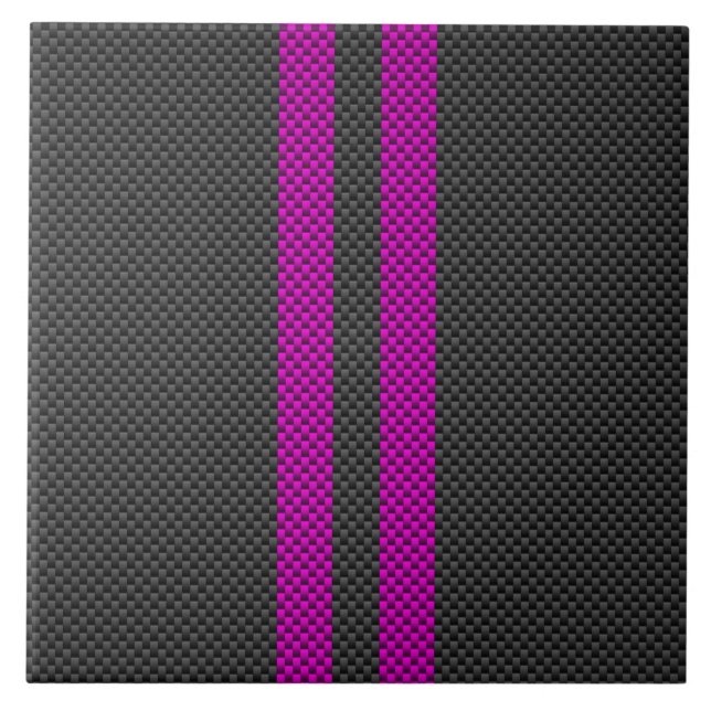 Carreau Fuschsia Pink Stripes en fibre de carbone (Devant)