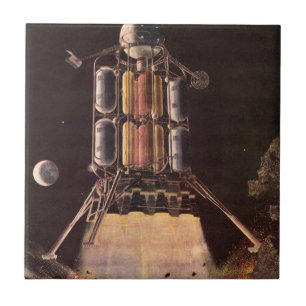 Carreau Fusée de science-fiction vintage décollant de la p
