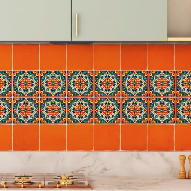 Carreau Fusion Floral Moderne Mexicano Espagnol (Créateur téléchargé)