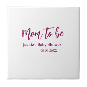 Carreau Futur maman baby shower nom date rose simple minim