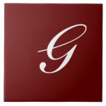 Carreau G Monogramme Blanc initial sur Maroon<br><div class="desc">Lettre blanche classique Monogramme sur Arrière - plan rouge foncé, G.</div>