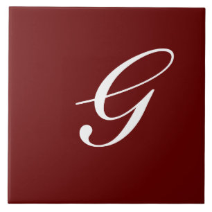 Carreau G Monogramme Blanc initial sur Maroon