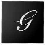 Carreau G Monogramme initial blanc sur noir<br><div class="desc">Lettre blanche classique Monogramme sur Arrière - plan noir, G.</div>
