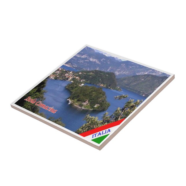Carreau GAL052 ISOLA COMACINA, Lac de Côme, Italie, (Côté)