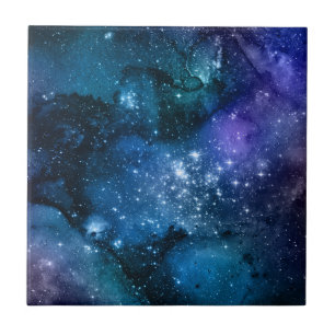 Carreau Galaxie Bleue Ciel Étoilé Espace Cosmique Nébuleus
