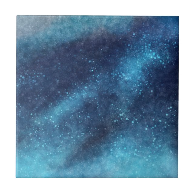 Carreau Galaxie Bleue Étincelle Abstraite (Devant)