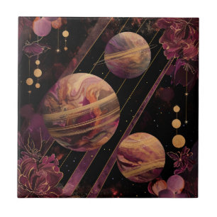 Carreau Galaxie d'Améthyste Planète Or Céleste