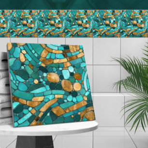 Carreau Galets Mosaic Art -Emerald et or