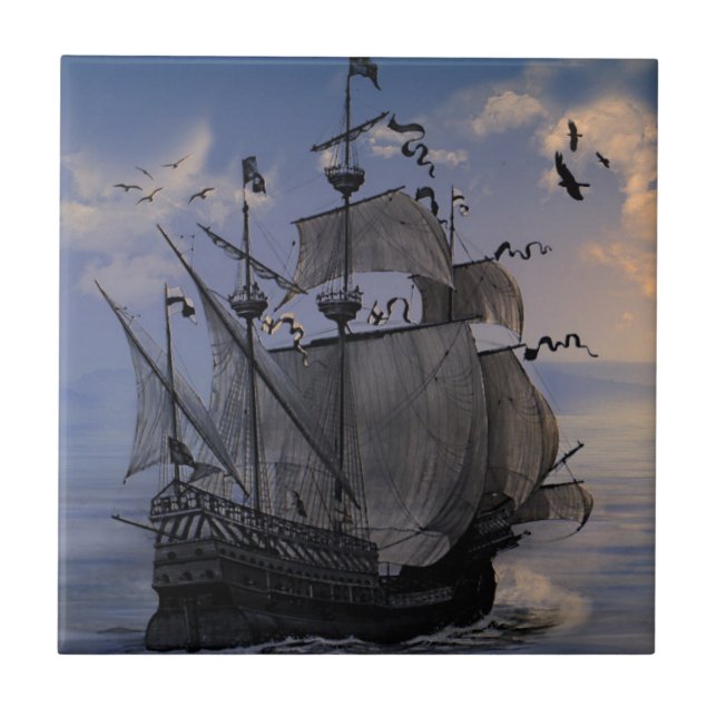 Carreau Galion à voiles déployées (Devant)