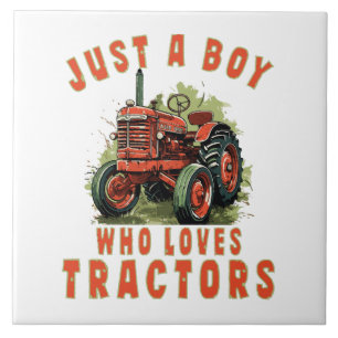 Carreau Garçon de la vie rurale qui aime les tracteurs