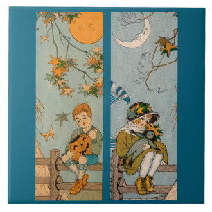 Carreau garçon et fille des années 1920 en automne