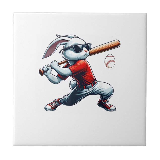 Carreau Garçons Enfants Lapin de Pâques Heureux Jouant au  (Devant)