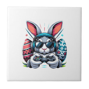 Carreau Garçons Joyeux Jour de Pâques Lapin Œuf Jeu Vidéo 