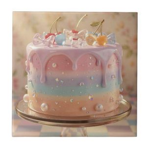 Carreau Gâteau arc-en-ciel esthétique en verre pastel pour
