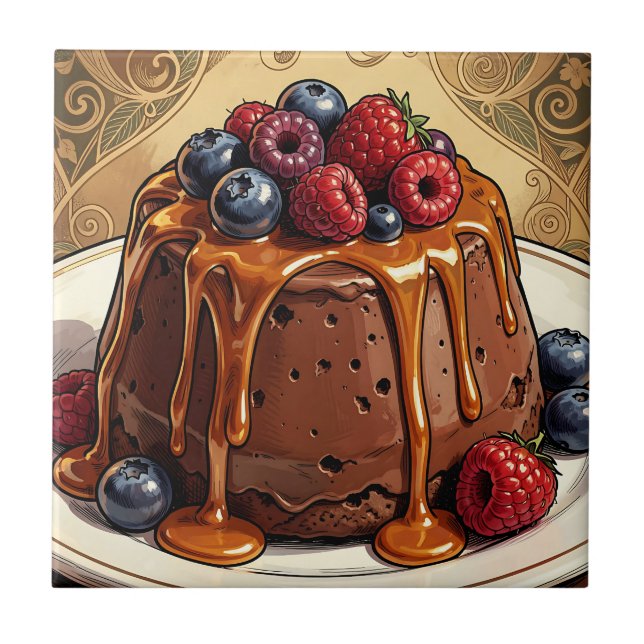 Carreau Gâteau aux Fruits Rouges au Chocolat Décadent et C (Devant)