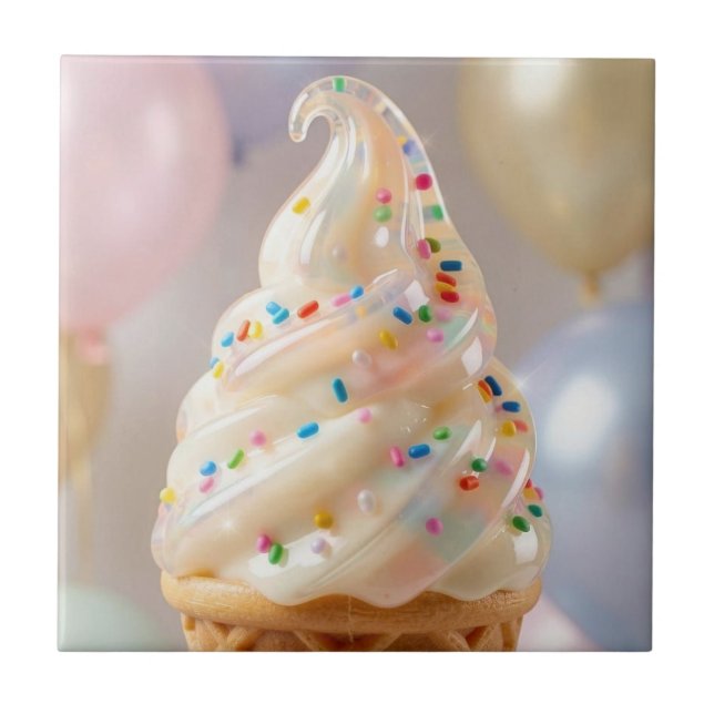 Carreau Gâteau d'anniversaire avec glace à la vanille et p (Devant)