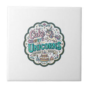 Carreau Gâteau de Licorne Confettis Licornes POD Prêt POD