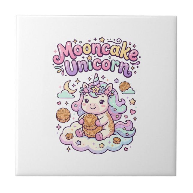 Carreau Gâteau de lune licorne Vêtements charmants licorne (Devant)