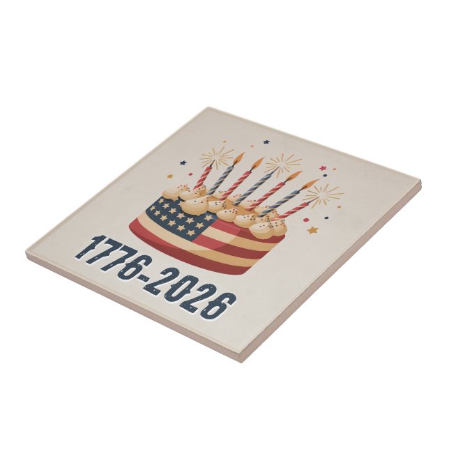 Carreau Gâteau Drapeau USA 250e Souvenir 1776–2026 (Côté)