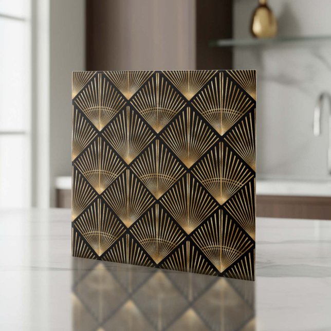 Carreau Gatsby Gold Art Deco Fan Pattern ID1188 (Créateur téléchargé)