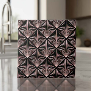 Carreau Gatsby Rose Gold Art Deco Éventail Motif ID1188