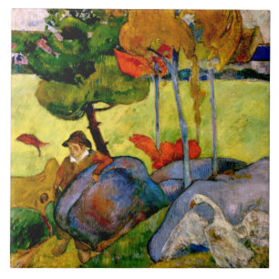 Carreau Gauguin - Garçon breton dans un paysage