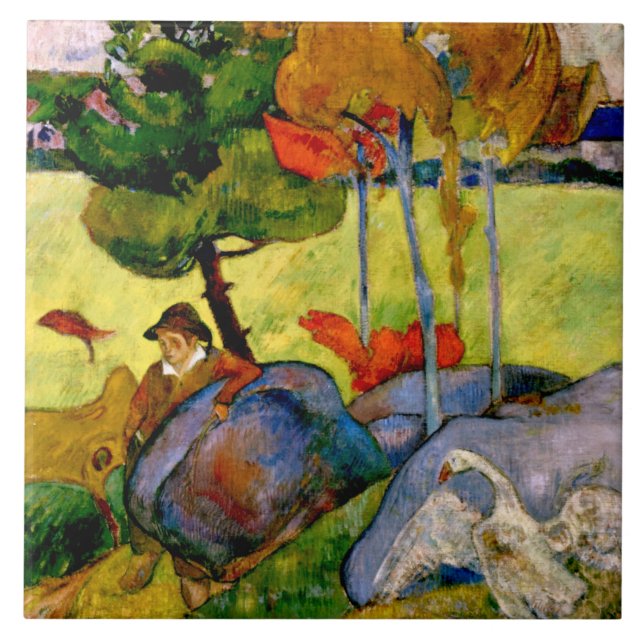 Carreau Gauguin - Garçon breton dans un paysage (Devant)