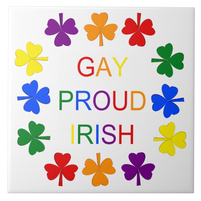 Carreau Gay Fier Irlandais LGBT Rainbow Shamrocks (Devant)