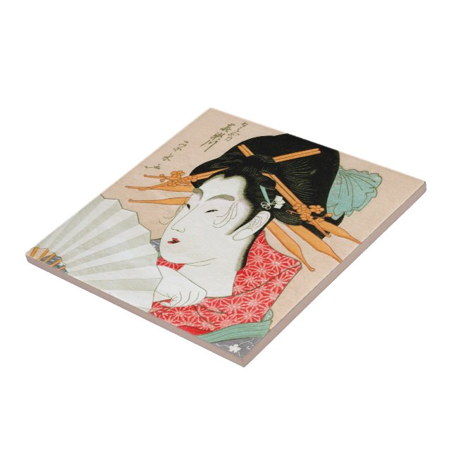 Carreau Geisha japonais frais de woodprint avec l'art de (Côté)