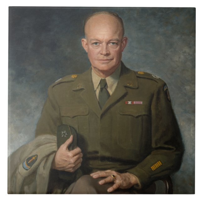 Carreau Général Dwight Eisenhower Portrait peint 5 étoiles (Devant)