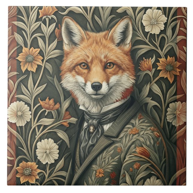 Carreau Gentleman Fox in Evening Attire Vintage Woodland (Devant)
