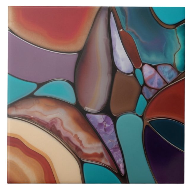 Carreau Géode - Faux Vitrail Mosaïque Art Abstrait (Devant)