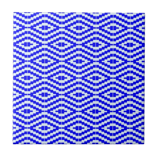 Carreau Geometric Kente Bright Blue, White, (Devant)