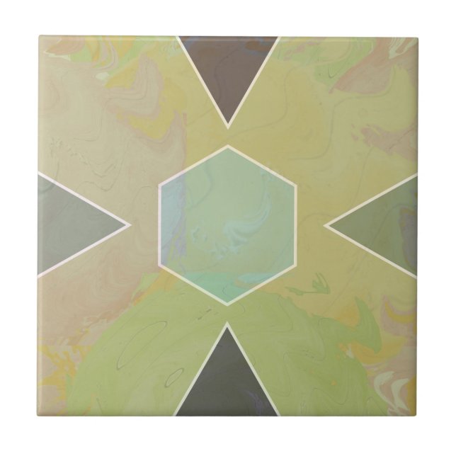 Carreau Geometric Pastel Marble Olive Green (Devant)