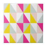 Carreau Geometric Triangles Pink And Yellow Pattern<br><div class="desc">Ceramic tile featuring trendy  geometric pattern of pink and yellow triangles.</div>