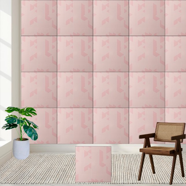 Carreau Géométrie Abstraite rose-pâle (Modern Abstract Blush Pink Geometric Ceramic Tile)