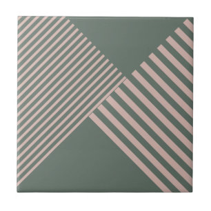 Carreau Géométrie de Pink Diagonal Stripes Slate Gray