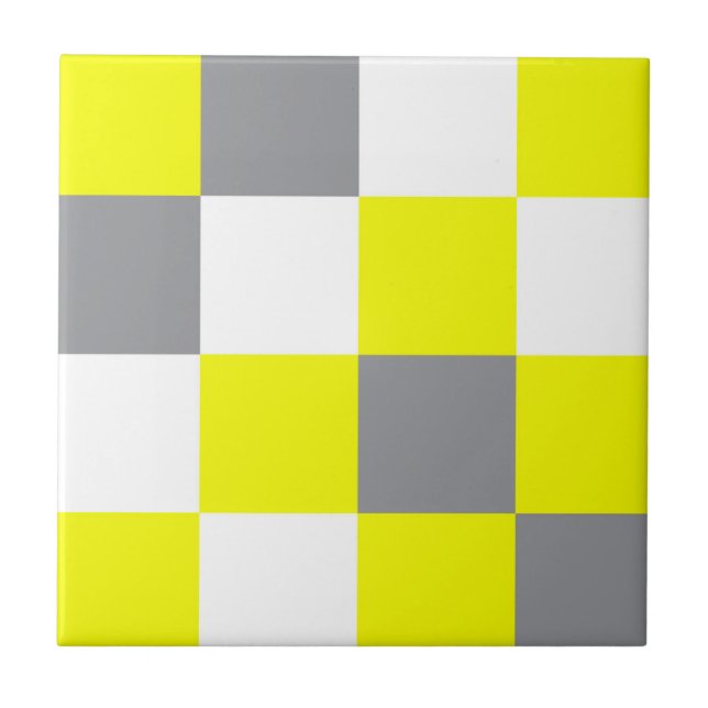 Carreau Géométrie funky Art Abstrait gris jaune blanc (Devant)