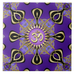 Carreau Géométrie Om Gold Purple Energy Mandala