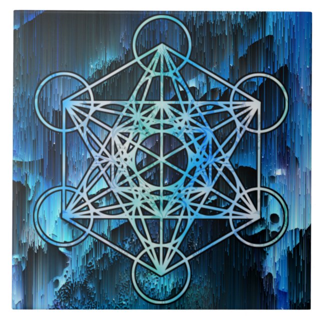 Carreau Géométrie Sacrée Métatron Merkabah Cube Altar Tile (Devant)