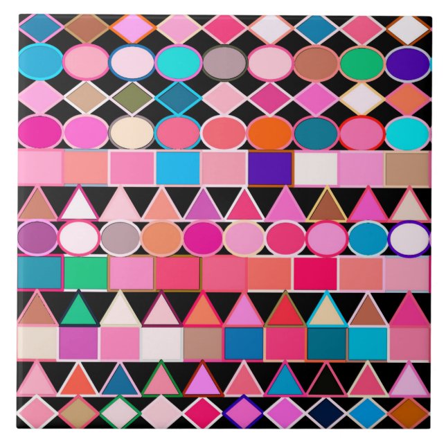 Carreau Géométrie Tribale moderne, couleurs de bijoux sur  (Devant)