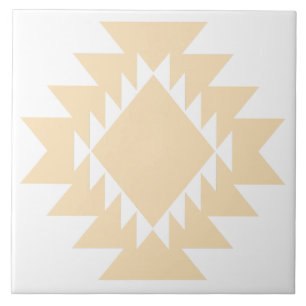 Carreau Géométrique amérindien du Sud-Ouest blanc et beige