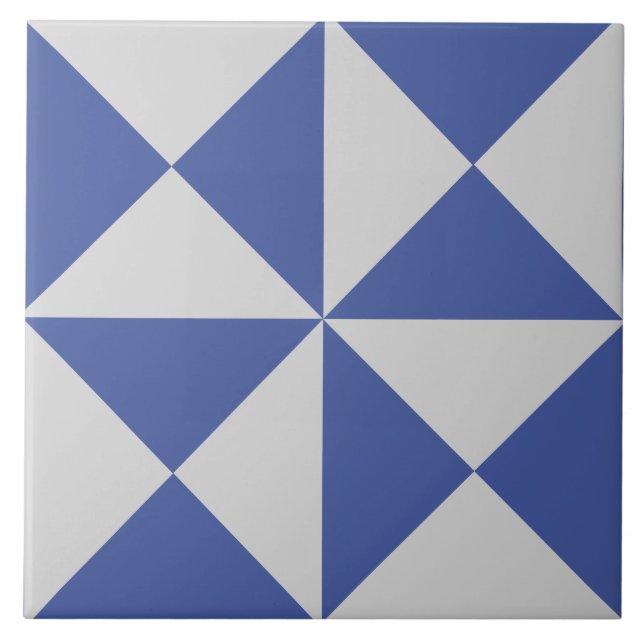 Carreau géométrique moderne graphique bleu et blan (Devant)