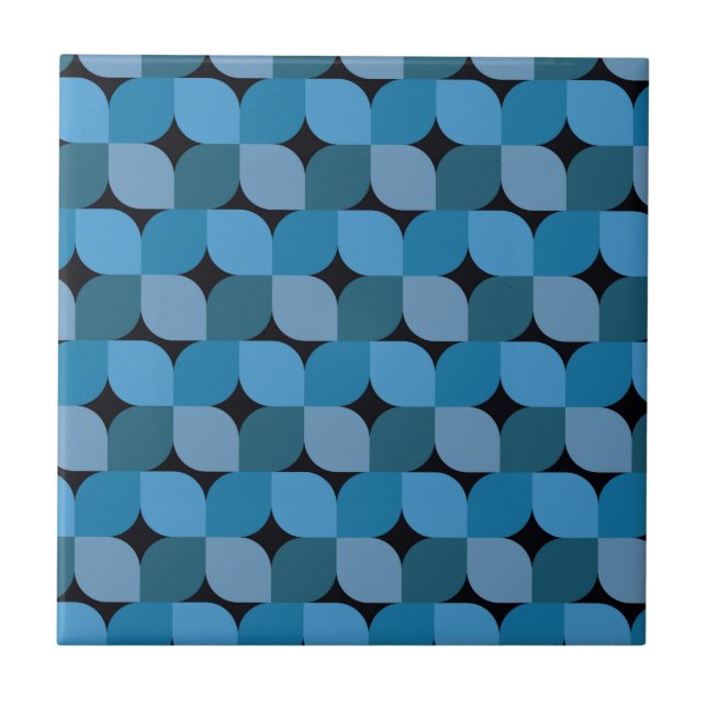 Carreau Géométrique Modernité du milieu du siècle en bleu  (Devant)