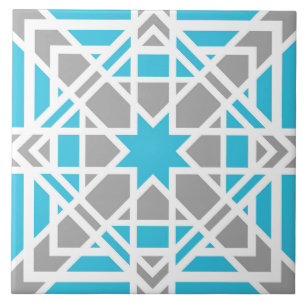 Carreau Géométrique, ornementale, turquoise, blanche, gr