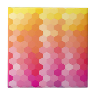 Carreau Géométrique rose et jaune Hexagon Gradient Moderne